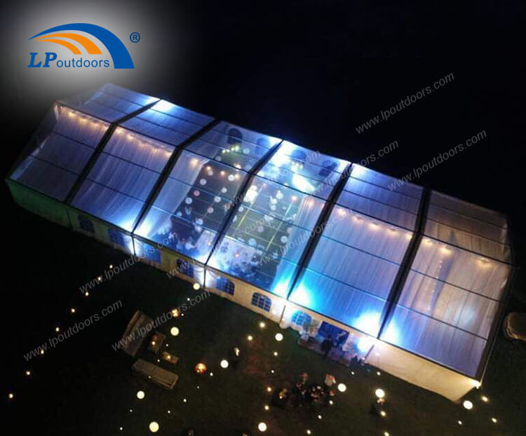Tente de mariage de luxe à cadre en aluminium avec doublure et décoration de rideau pour événement de fête de banquet en plein air de 500 places (2)
