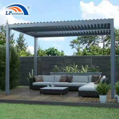 Pergola en aluminium à volet électrique toutes saisons, auvent de pavillon de jardin, belvédère en aluminium, pergolas à persiennes extérieures 